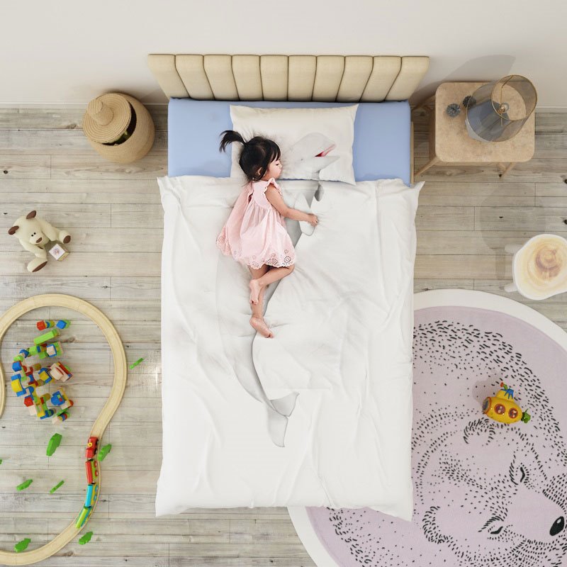 Beluga 4-Piece Duvet Cover Set 3D Animal Print Bedding Set Wear-resistant Breathable High Quality 60s Cotton Satin - Image 2