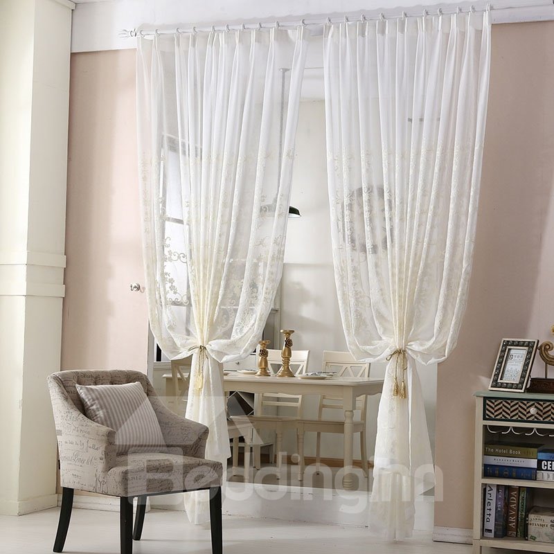 American Ins Style Elegant Embroidered Decorative Living Room Custom Semi Sheer Curtains - Image 11