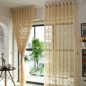 Elegant Yellow Embroidered Decorative Living Room Custom Semi Sheer Curtains