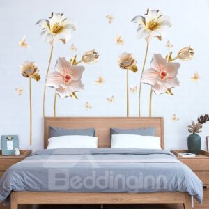 Orchid Flower Relief Technology PVC Wall Sticker Bedroom Living Room Background Home Decor