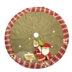 Santa Claus Snowman Grid Edge Tree Skirt