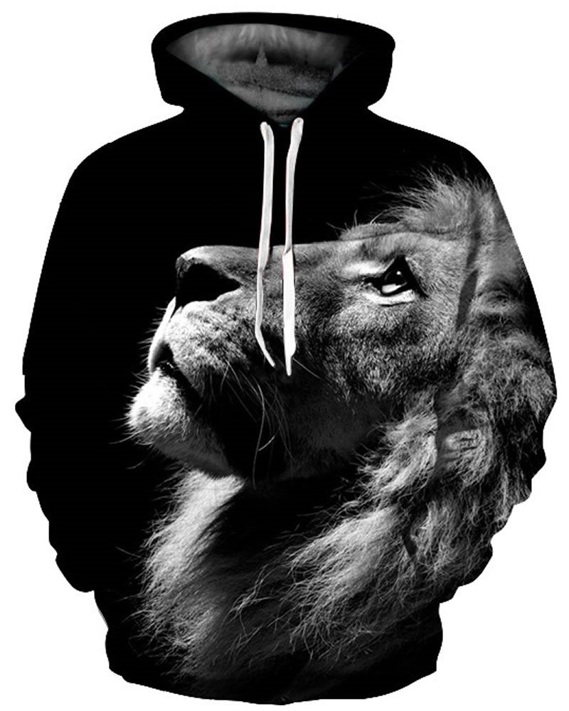 3D Lion Look up Pattern Men Sweater Long Sleeve Cool Hoodies - Image 9