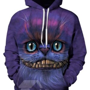 Cool Long Sleeve Creative Cat Face Pattern Pocket 3D Painted Hoodie