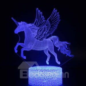 Unicorn Crack Base Night Light LED USB Table Night Lamp 3 Colors Creative Gifts