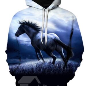 Horse Pattern Hoodie Novelty Funny Graphic 3D Printed Sweatshirt for Men Women