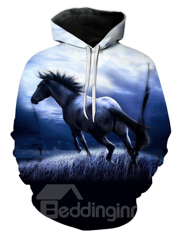 Horse Pattern Hoodie Novelty Funny Graphic 3D Printed Sweatshirt for Men Women - Image 3