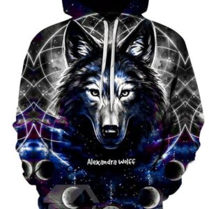 Fashion Novelty Sweatshirts 3D Wolf Printed Warm Hoodies with Pocket