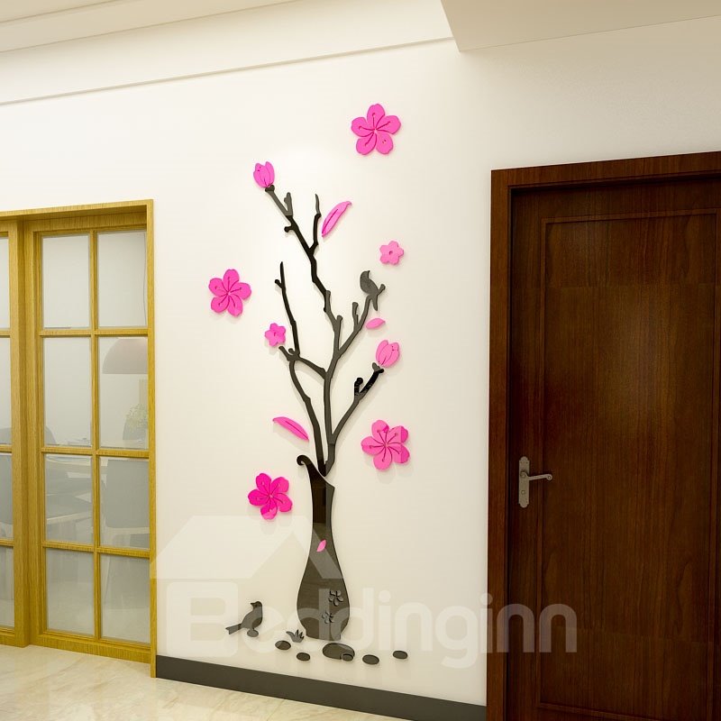 3D Plum Flowers Acrylic Vase Wall Stickers Living Room Bedroom TV Wall Background 3D Creative Wall Decoration - Image 6