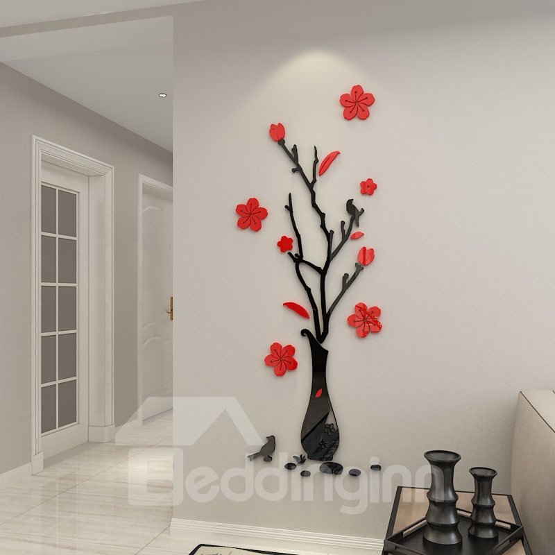 3D Plum Flowers Acrylic Vase Wall Stickers Living Room Bedroom TV Wall Background 3D Creative Wall Decoration - Image 4