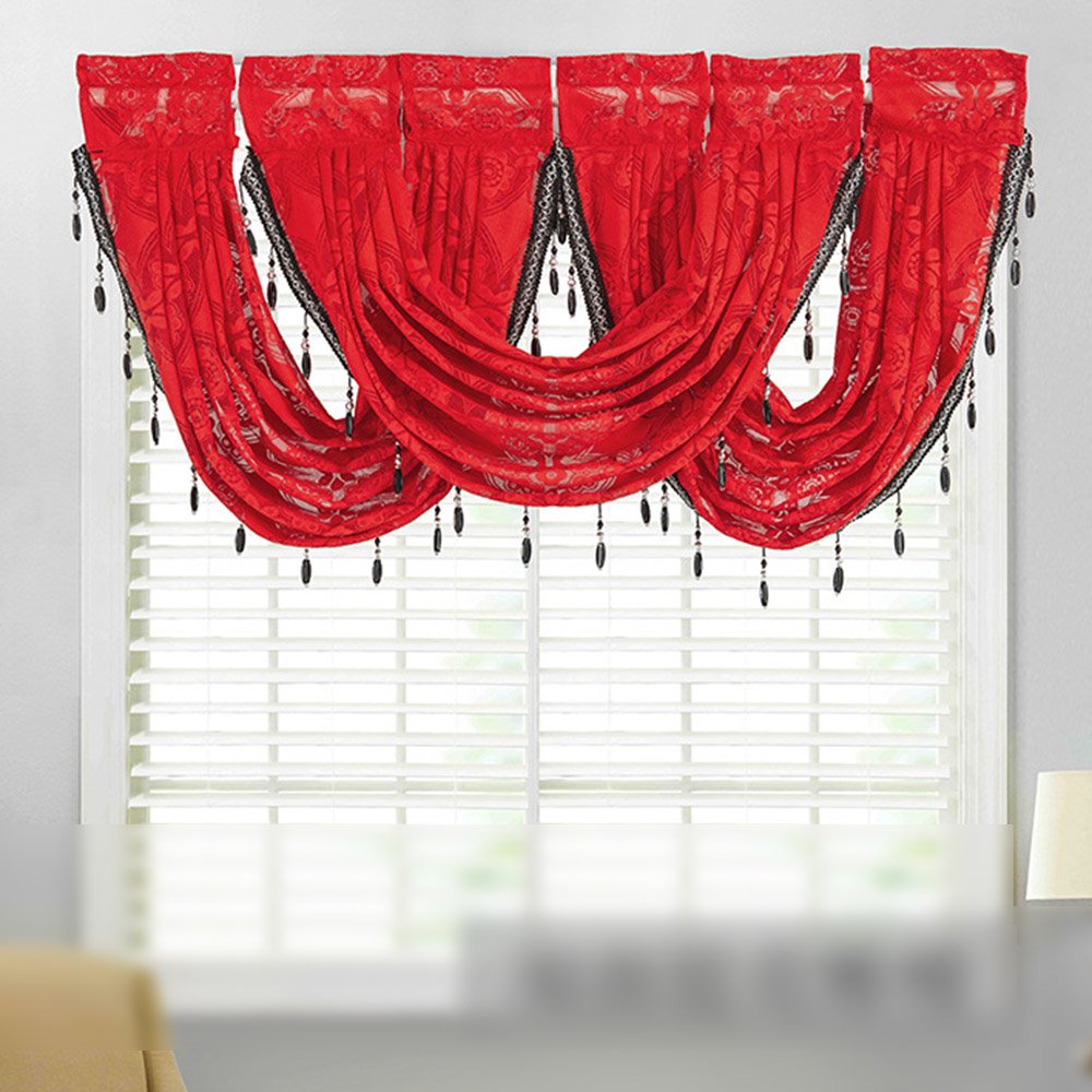 European Lace Floral Solid Color Window Valance Short Valance for Kitchens Bathrooms Basements & More - Image 2