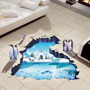Penguins and Iceberg Pattern Waterproof 3D Floor Stickers PVC Wall Stickers