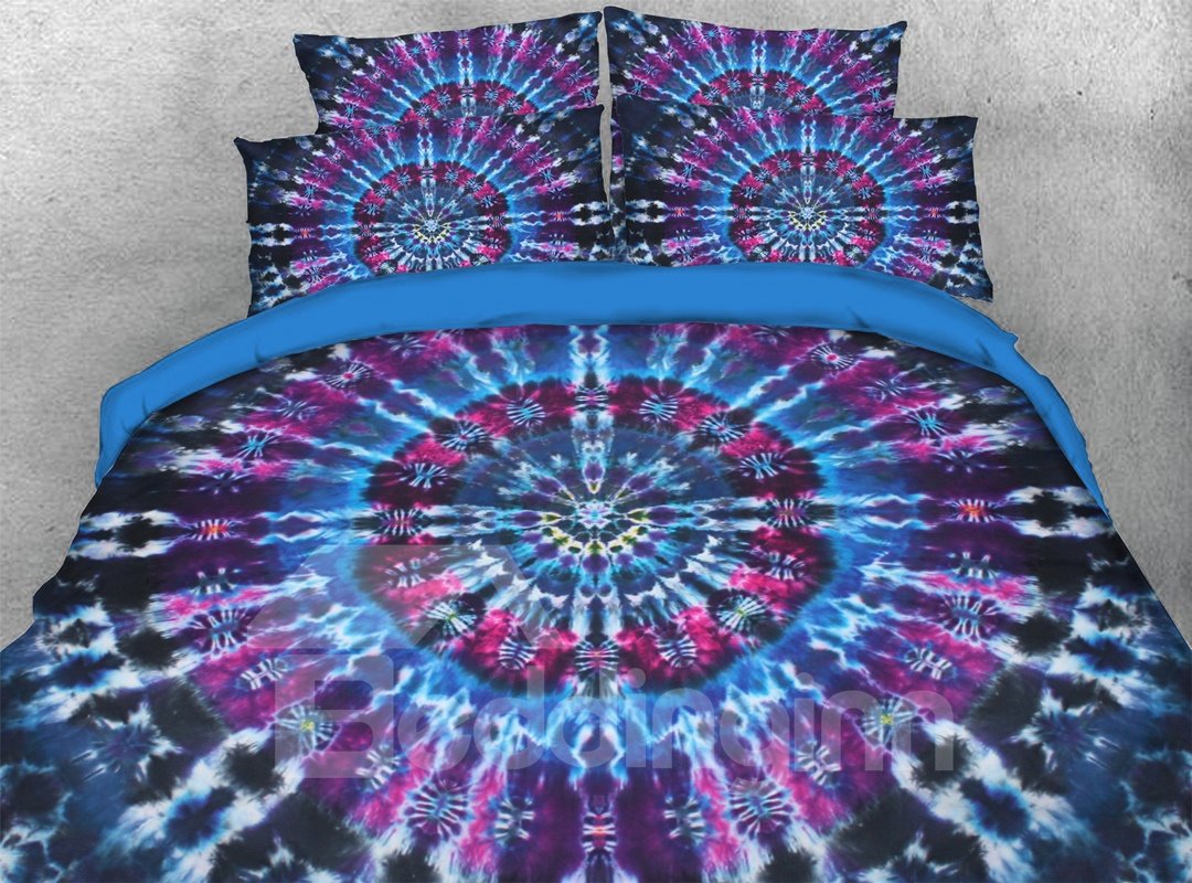 Tie-dye Pattern Ethnic Style 3D Duvet Cover Set 4-Piece Bedding Set Soft Warm