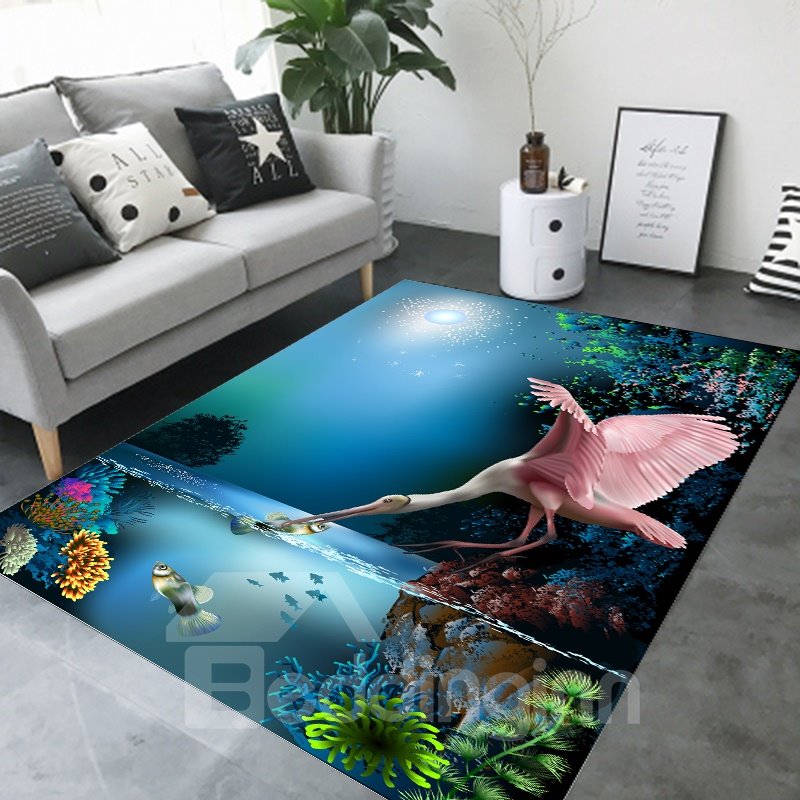 Cartoon Style Wearproof Rectangle Crystal Velvet Area Rug - Image 2