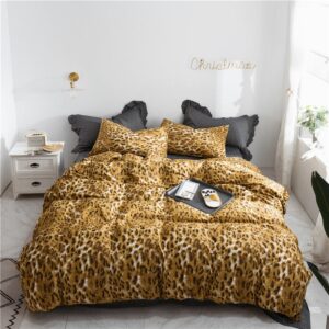 Modern Golden Leopard 3-Piece Bedding Set/Duvet Cover Set Soft Cotton