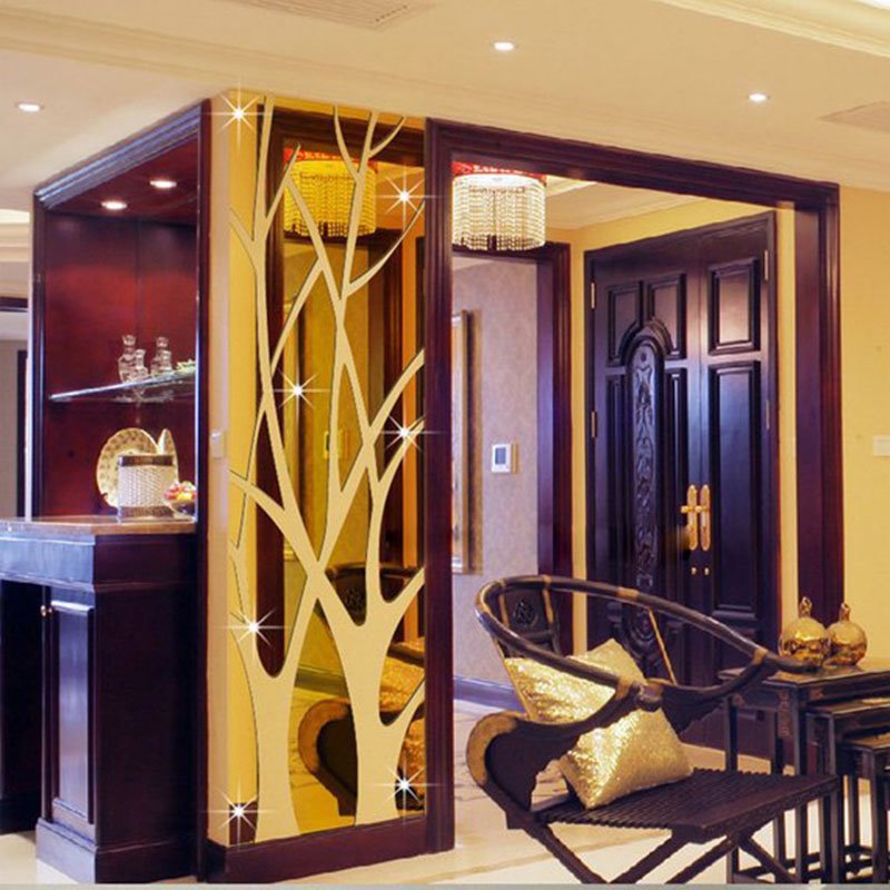 Tree Shape Acrylic Mirror 3D Wall Sticker Self-adhesive Home Decor - Image 2