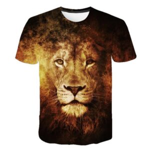 3D Print Lion Black Men's T-shirt Creative Casual Couple Outfit Unisex Short Sleeve Round Neck Loose T-shirts