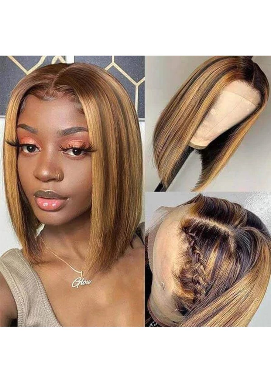 Straight Lace Front Cap Human Hair 150% 12 Inches Wigs