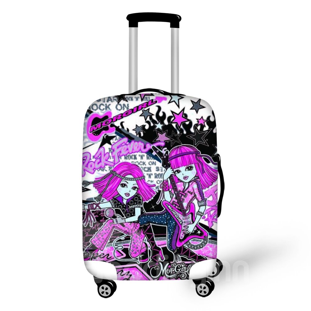 Rock Pink Girls Personality Spandex Luggage Cover Waterproof Suitcase Protectors - Image 3
