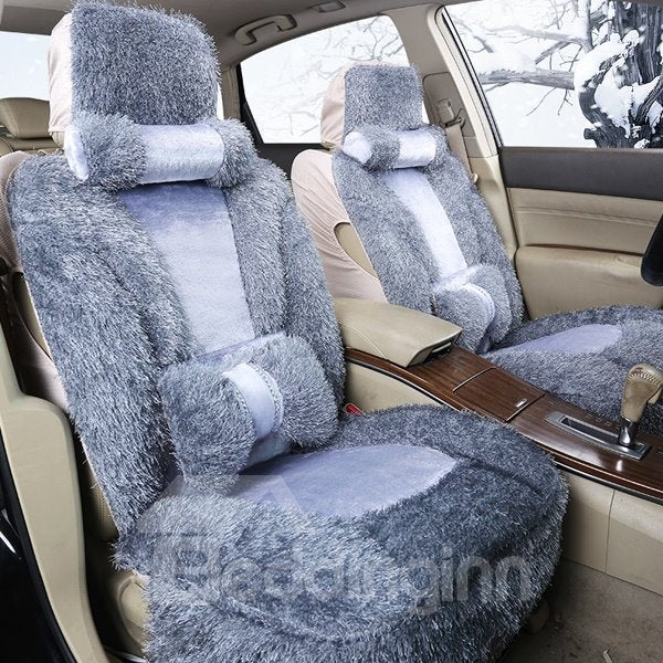 Classic And Soft Fluffy Material Autumn Winter Warm Universal Car Seat Cover - Image 3