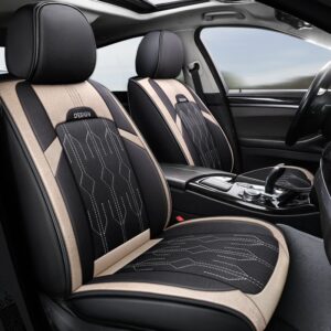 5-Seater Full Coverage Breathable Linen Fabric Wear-resisting Easy To Clean Good Air Permeability Skin Friendly Detachable Headrest Cover Airbag Compatibility Universal Fit Seat Covers