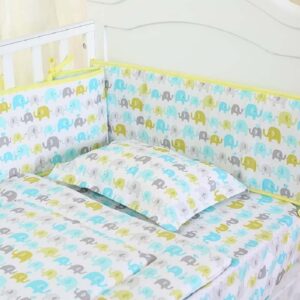 Triple Color Elephant Printed 4 Baby Crib Bumpers
