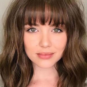 Cute Bangs Hairstyles Women's Middle Length Wavy Synthetic Hair Wigs Natural Looking Capless Wigs