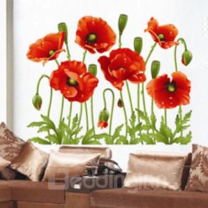 Beautiful Orange Decorative Flowers Pattern Wall Stickers