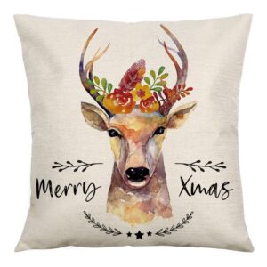 Christmas Cartoon Pillowcase Square Cushion Cases Bed Sofa Pillowcases New Year Decoration Linen 18x18 inches 1 Piece