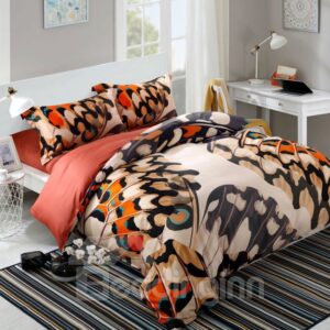 US Only 3D Printed Butterflies 4-Piece Bedding Set/Duvet Cover Set Soft Skin-friendly Cotton Queen Size