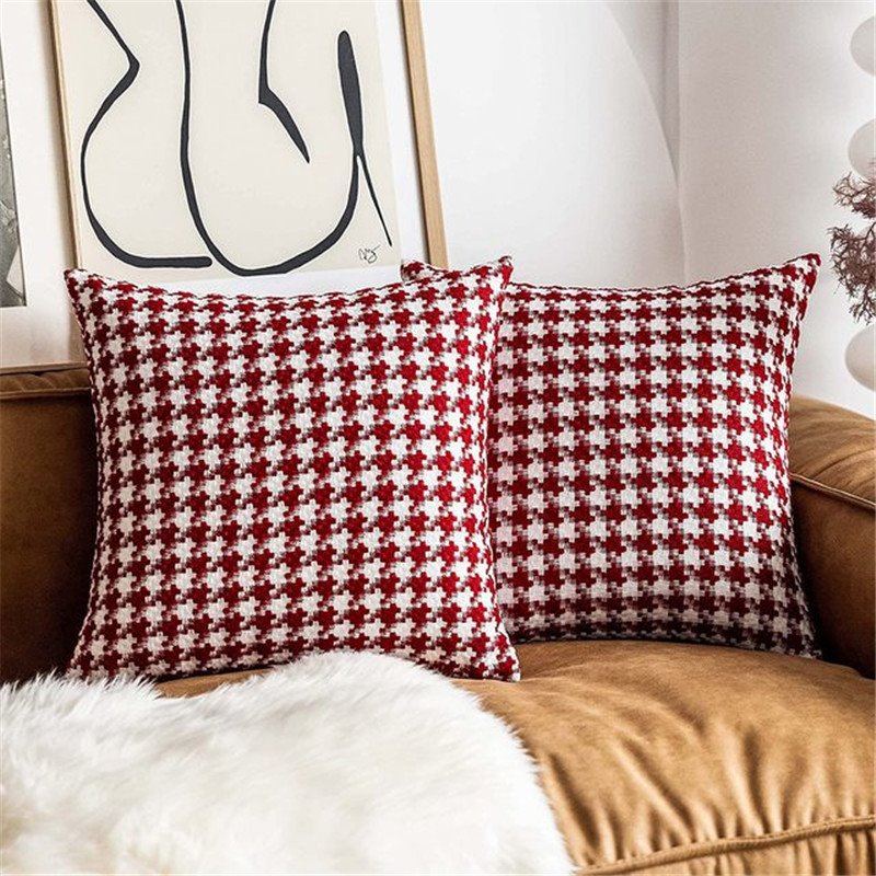 Modern Houndstooth Pattern Pillowcase Square Cushion Cases Bed Sofa Pillowcases 18x18 inches 1 Piece 6 Colors