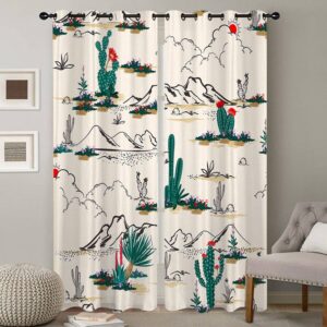 Modern 3D Printed Curtains Cactus Pattern Custom 2 Panels Drapes for Living Room Bedroom Decoration No Pilling No Fading No off-lining Polyester