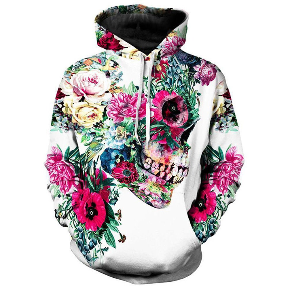 Unisex 3D Novelty Skull and Rose Print Hoodies with Soft and Breathable Polyester 100% No Fading - Image 5