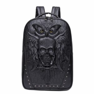 3D Owl Rivet Painted Bag PU Leather waterproof Laptop Bags Backpacks