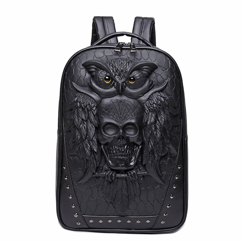 3D Owl Rivet Painted Bag PU Leather waterproof Laptop Bags Backpacks