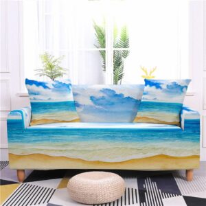 1/2/3/4 Seater Nautical Ocean Theme Sofa Slipcover Spandex Soft Couch Sofa Covers Washable Furniture Protector