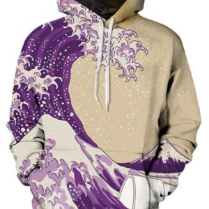 Super Long Sleeve Wave Pattern Pullover 3D Painted Hoodie