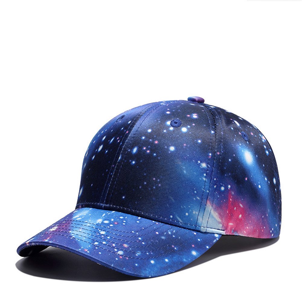 Purple Galaxy Snapback Hat Unisex UV Protection Trucker Hat Hip Hop Plaid Flat Bill Brim Adjustable Baseball Cap