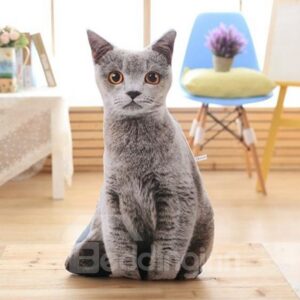 Lifelike 3D Kitty Cat Design Decorative Throw Pillow Wear-resistant Endurable