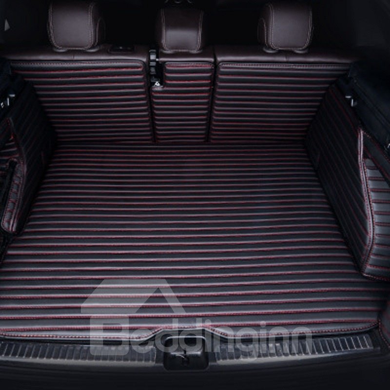 4 Color Solid Stripes Pattern Waterproof Car Trunk Mat For Tesla - Image 2