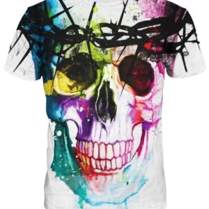 Fashion Round Neck Abstract Skeleton 3D Painted T-Shirt