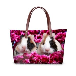 Couple Guinea Pig Floral Waterproof Sturdy 3D Printed for Women Girls Shoulder HandBags