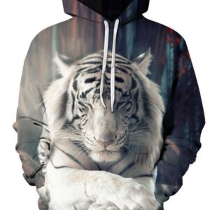 3D Print Garment Dyed Tiger Pullover Winter Men's Hoodies for Daily Wear and Casual Sports Occasion Ever Fading Cracking Peeling or Flaking