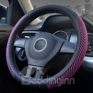 Pinstripe Design Ice Silk Sewing Non-Slip Breathable And Comfortable PVC Leather Steering Wheel Cover