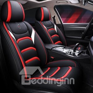 5 Seater Luxury Car Seat Covers Full Coverage Soft Wear Resistant Durable Skin Friendly Faux Leather Airbag Compatible Fastness Universal Fit Auto Seat Covers Suitable for Auto Van Sedan SUV and Truck