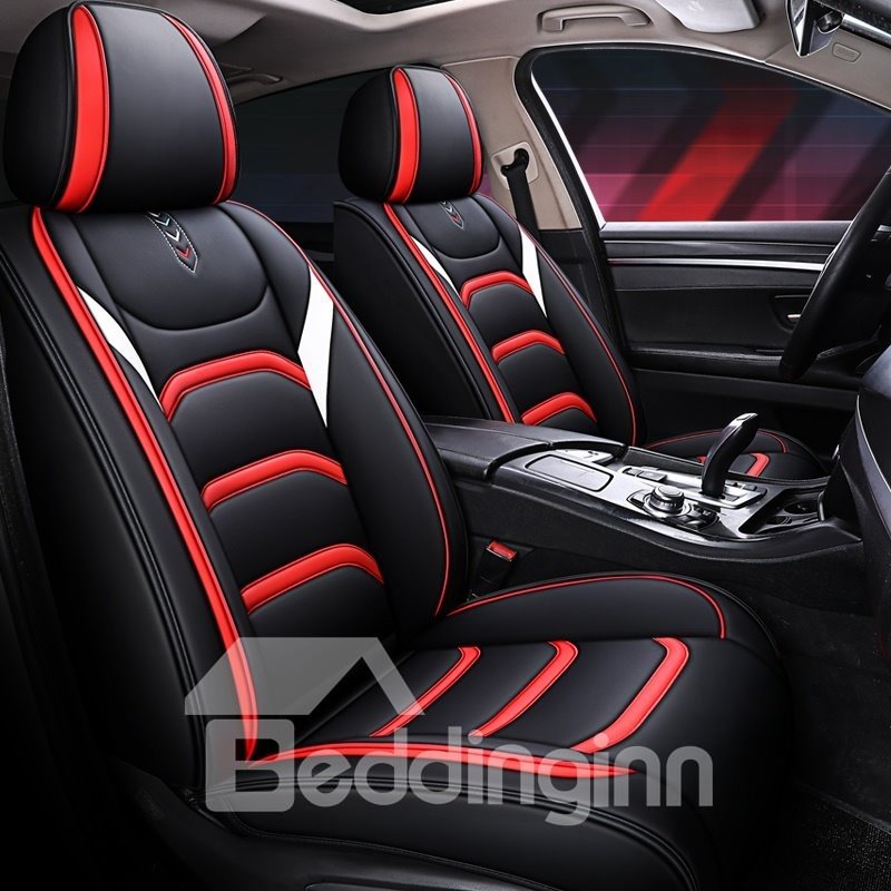 5 Seater Luxury Car Seat Covers Full Coverage Soft Wear Resistant Durable Skin Friendly Faux Leather Airbag Compatible Fastness Universal Fit Auto Seat Covers Suitable for Auto Van Sedan SUV and Truck