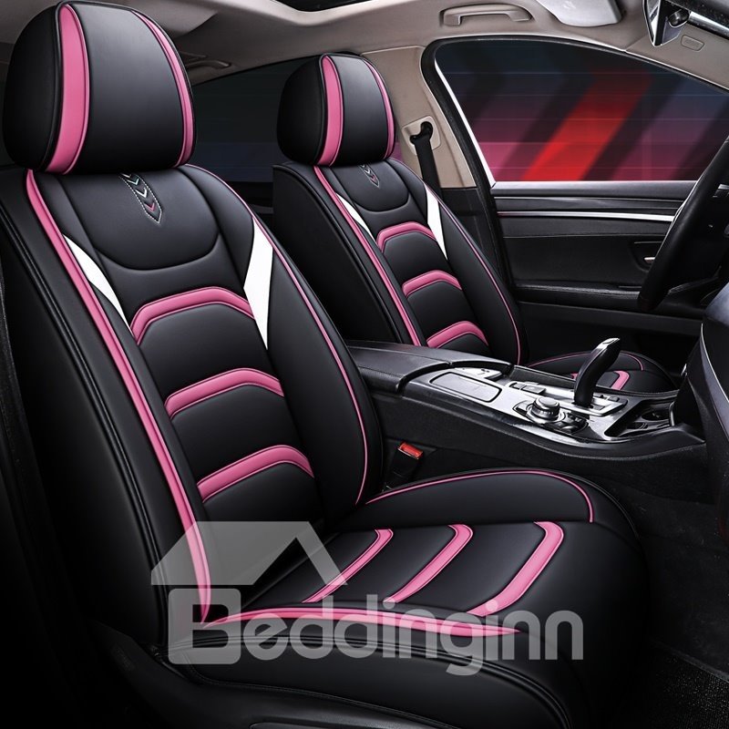 5 Seater Luxury Car Seat Covers Full Coverage Soft Wear Resistant Durable Skin Friendly Faux Leather Airbag Compatible Fastness Universal Fit Auto Seat Covers Suitable for Auto Van Sedan SUV and Truck - Image 4