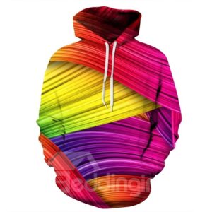 Line Light Color Red Yellow Couple Long Sleeve Spandex 3D Pattern Hoodie