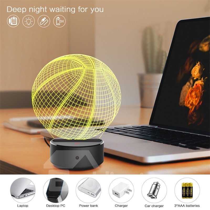7 Colors Remote Control Basketball 3D Light LED Table Lamp Night Light/Lamp