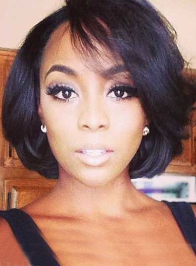 Medium Hairstyle Women's Straight Lace Front Human Hair Wigs 10 Inches - Image 55