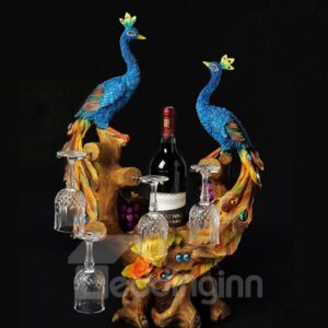 Beautiful Peacock Wine Rack and Bottle Holders